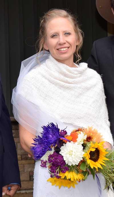 The bride wearing her shawl